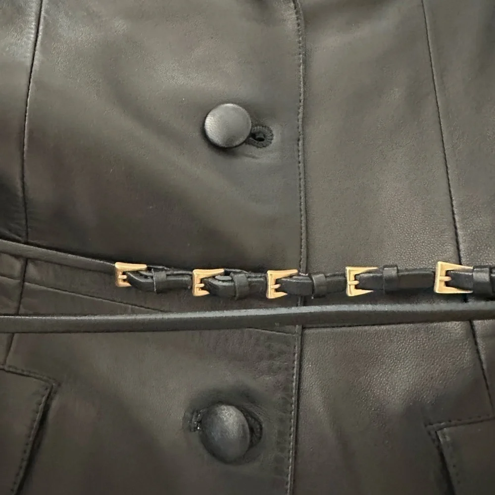Brand New Prada Black Leather Blazer/Jacket with Detachable Leather Belt